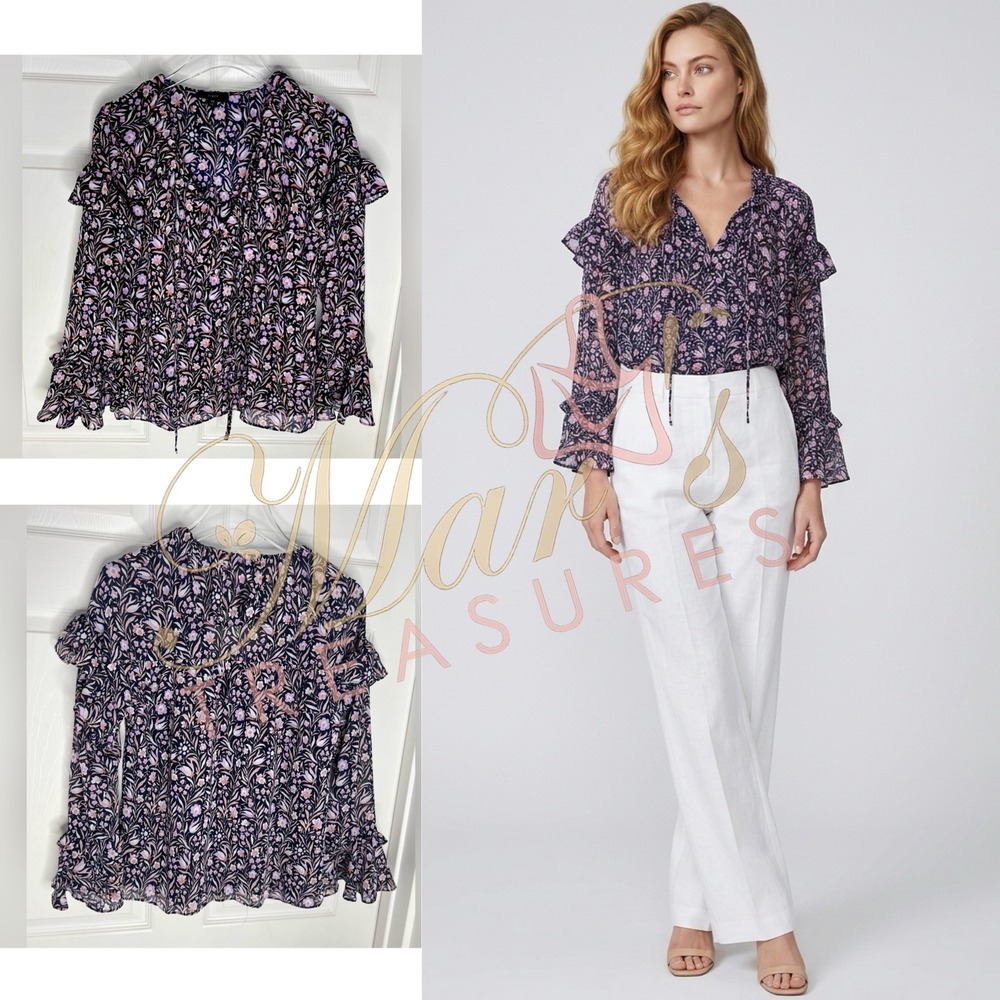 NWOT J. Crew Flowy Chiffon Floral Peasant Top Sz XS